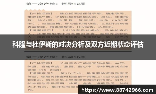 科隆与杜伊斯的对决分析及双方近期状态评估